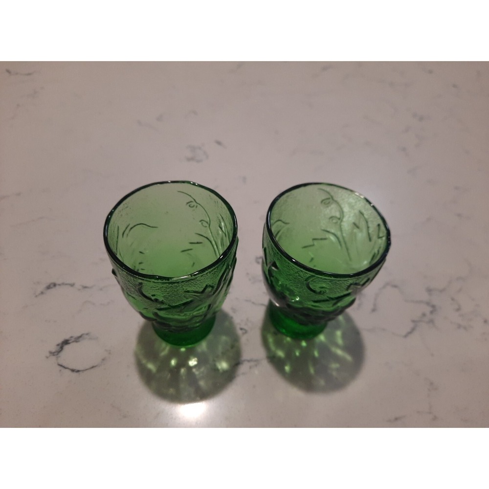 Vintage Empoli Green  Fruits Bottle  Glass‎ Decanter With 2 Shot Glasses - Picture 5 of 5